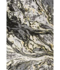 Swirl Marbled Abstract Black/Yellow 8 ft. x 10 ft. Area Rug