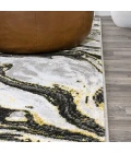 Swirl Marbled Abstract Black/Yellow 8 ft. x 10 ft. Area Rug