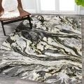 Swirl Marbled Abstract Black/Yellow 4 ft. x 6 ft. Area Rug
