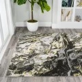 Swirl Marbled Abstract Black/Yellow 4 ft. x 6 ft. Area Rug
