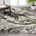 Swirl Marbled Abstract Black/Yellow 4 ft. x 6 ft. Area Rug
