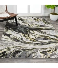 Swirl Marbled Abstract Black/Yellow 8 ft. x 10 ft. Area Rug