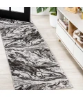 Swirl Marbled Abstract Black/Ivory 2 ft. x 8 ft. Runner Rug