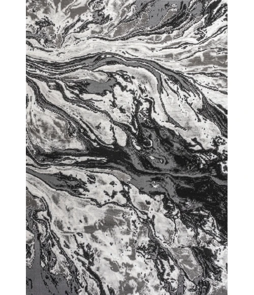 Swirl Marbled Abstract Black/Ivory 4 ft. x 6 ft. Area Rug