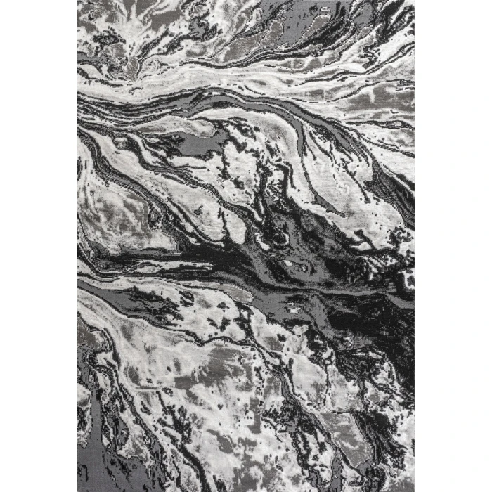 Swirl Marbled Abstract Black/Ivory 8 ft. x 10 ft. Area Rug