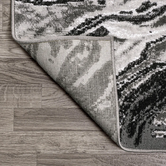 Swirl Marbled Abstract Black/Ivory 8 ft. x 10 ft. Area Rug