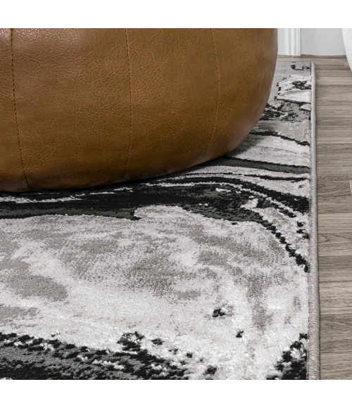 Swirl Marbled Abstract Black/Ivory 4 ft. x 6 ft. Area Rug