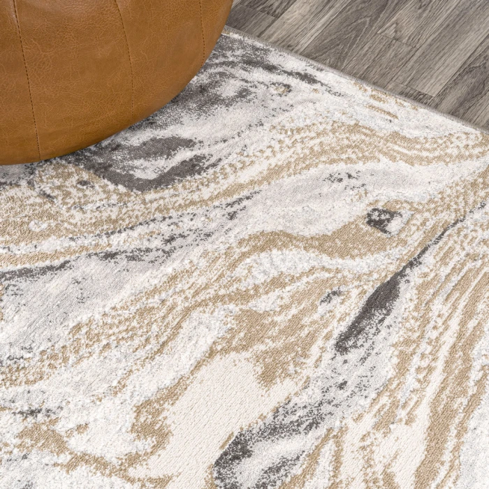 Swirl Marbled Abstract Beige/Ivory 5 ft. x 8 ft. Area Rug