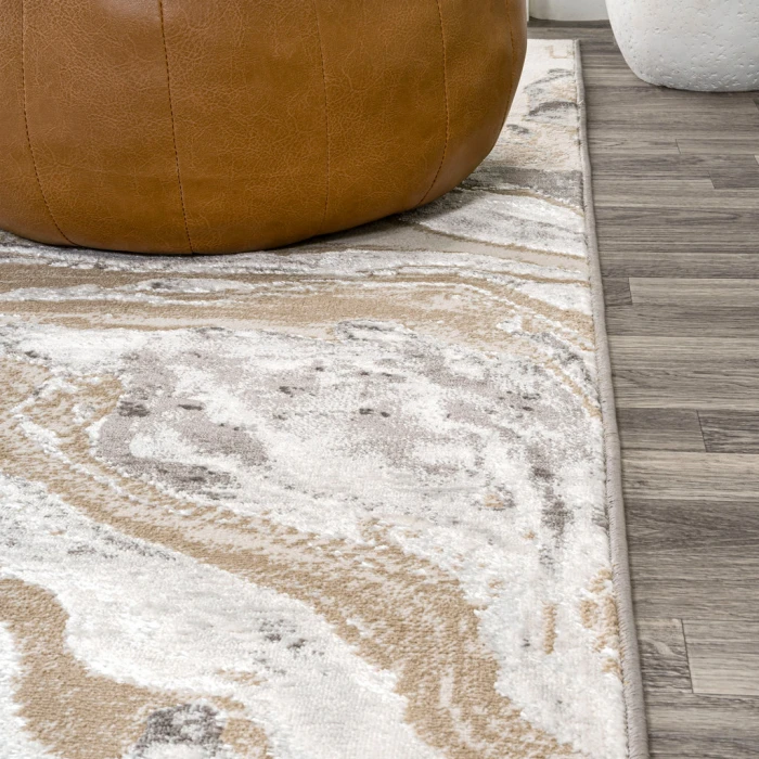 Swirl Marbled Abstract Beige/Ivory 5 ft. x 8 ft. Area Rug