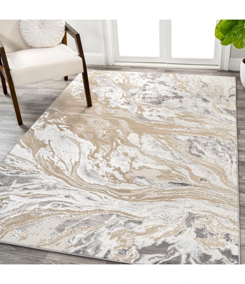 Swirl Marbled Abstract Beige/Ivory 5 ft. x 8 ft. Area Rug