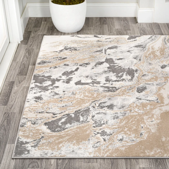 Swirl Marbled Abstract Beige/Ivory 5 ft. x 8 ft. Area Rug