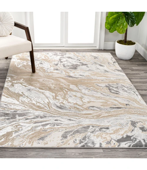 Swirl Marbled Abstract Beige/Ivory 5 ft. x 8 ft. Area Rug
