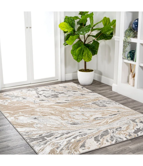 Swirl Marbled Abstract Beige/Ivory 5 ft. x 8 ft. Area Rug