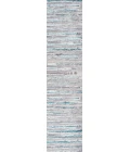Batten Modern Stripe Gray/Turquoise 2 ft. x 10 ft. Runner Rug