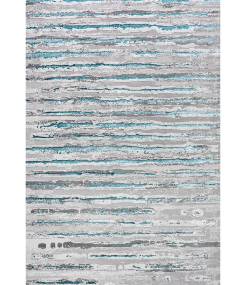 Batten Modern Stripe Gray/Turquoise 3 ft. x 5 ft. Area Rug