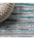 Batten Modern Stripe Gray/Turquoise 2 ft. x 10 ft. Runner Rug