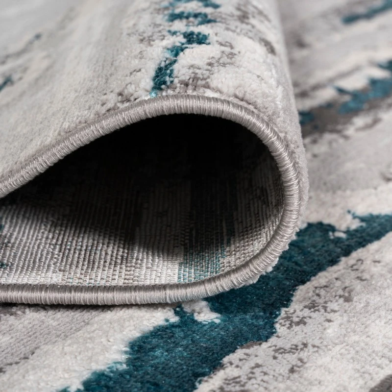Batten Modern Stripe Gray/Turquoise 2 ft. x 10 ft. Runner Rug