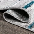 Batten Modern Stripe Gray/Turquoise 2 ft. x 10 ft. Runner Rug
