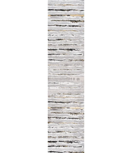 Batten Modern Stripe Gray/Black 2 ft. x 10 ft. Runner Rug