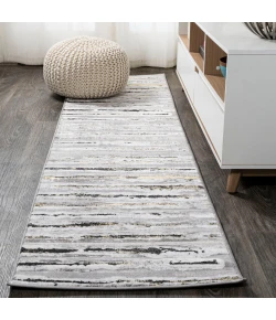 Jonathany Silk Orchid SOR204B Gray/Black Area Rug 2 ft. X 10 ft. Runner