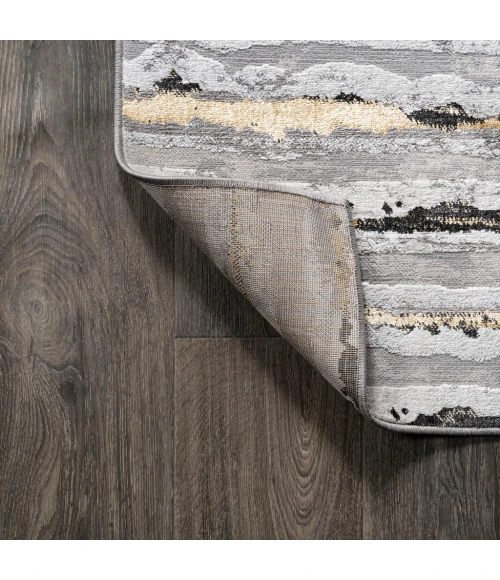 Batten Modern Stripe Gray/Black 2 ft. x 10 ft. Runner Rug