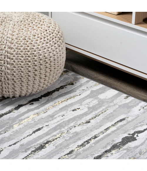 Batten Modern Stripe Gray/Black 2 ft. x 10 ft. Runner Rug