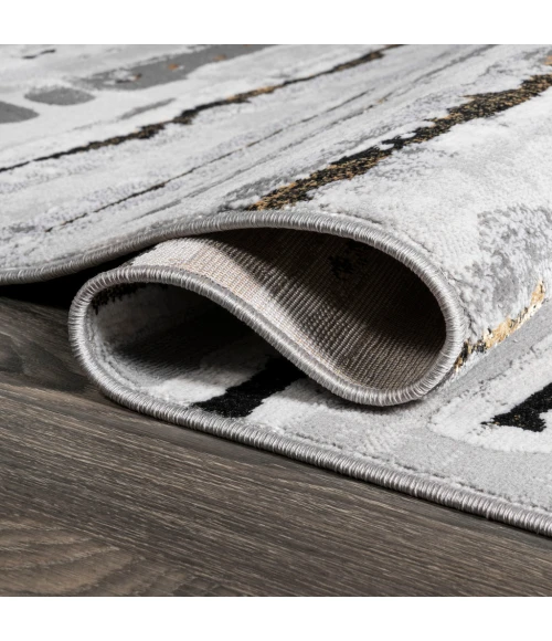 Batten Modern Stripe Gray/Black 2 ft. x 10 ft. Runner Rug