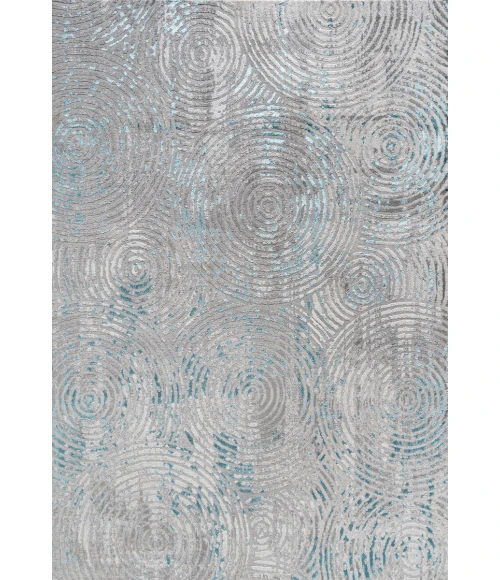 Timeworn Modern Abstract Gray/Turquoise 8 ft. x 10 ft. Area Rug