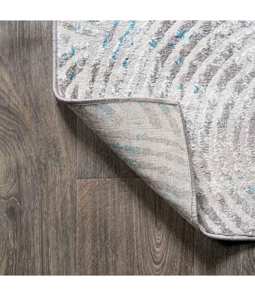 Timeworn Modern Abstract Gray/Turquoise 8 ft. x 10 ft. Area Rug