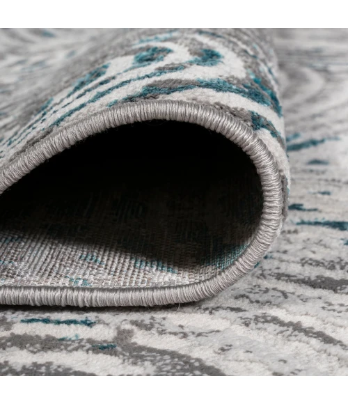 Timeworn Modern Abstract Gray/Turquoise 8 ft. x 10 ft. Area Rug