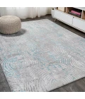 Timeworn Modern Abstract Gray/Turquoise 8 ft. x 10 ft. Area Rug