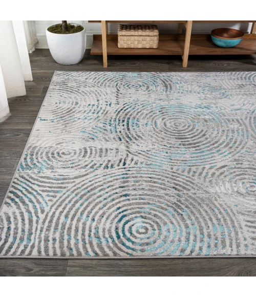Timeworn Modern Abstract Gray/Turquoise 8 ft. x 10 ft. Area Rug