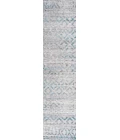 Ancient Faded Trellis Gray/Turquoise 2 ft. x 10 ft. Runner Rug