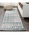 Ancient Faded Trellis Gray/Turquoise 2 ft. x 10 ft. Runner Rug