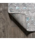 Ancient Faded Trellis Gray/Turquoise 2 ft. x 10 ft. Runner Rug
