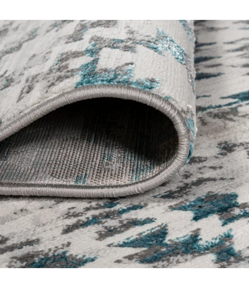 Ancient Faded Trellis Gray/Turquoise 2 ft. x 10 ft. Runner Rug