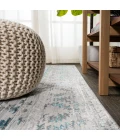 Ancient Faded Trellis Gray/Turquoise 2 ft. x 10 ft. Runner Rug