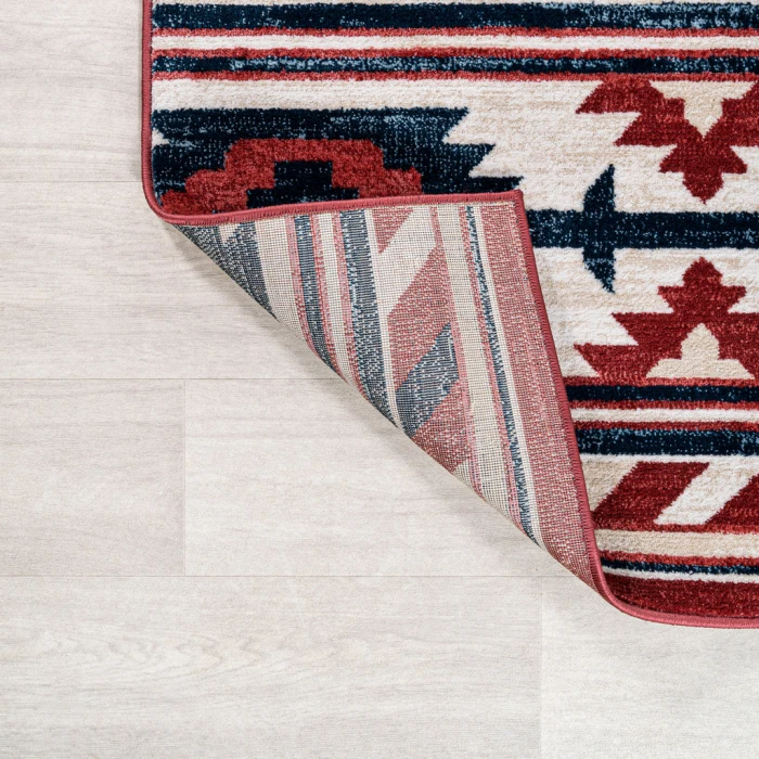 Serape Medallion Southwestern Red/Navy/Cream 3 ft. x 5 ft. Area Rug