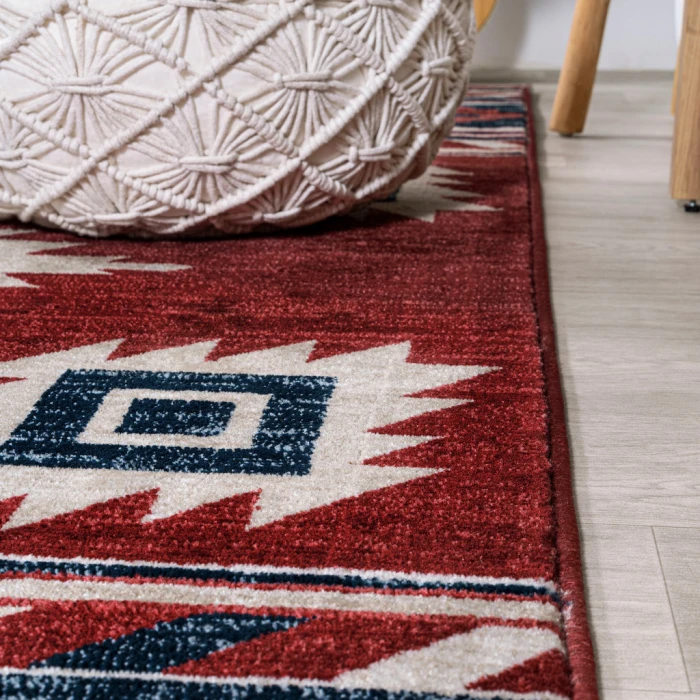 Serape Medallion Southwestern Red/Navy/Cream 3 ft. x 5 ft. Area Rug