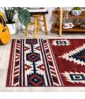 Serape Medallion Southwestern Red/Navy/Cream 5 ft. x 8 ft. Area Rug