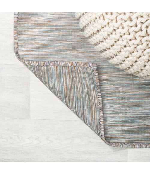 Ethan Modern Flatweave Solid Gray 6' Round Indoor/Outdoor Area Rug