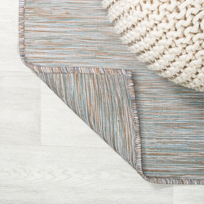 Ethan Modern Flatweave Solid Gray 6' Round Indoor/Outdoor Area Rug