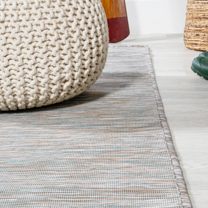 Ethan Modern Flatweave Solid Gray 6' Round Indoor/Outdoor Area Rug