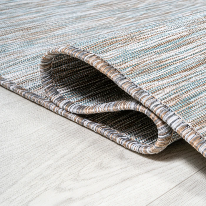 Ethan Modern Flatweave Solid Gray 6' Round Indoor/Outdoor Area Rug