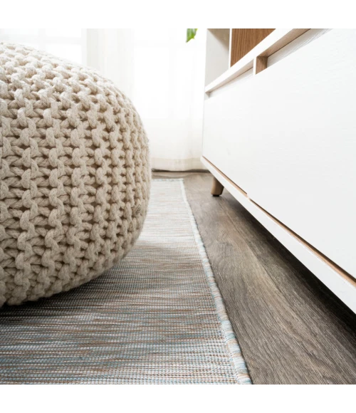 Ethan Modern Flatweave Solid Gray 6' Round Indoor/Outdoor Area Rug