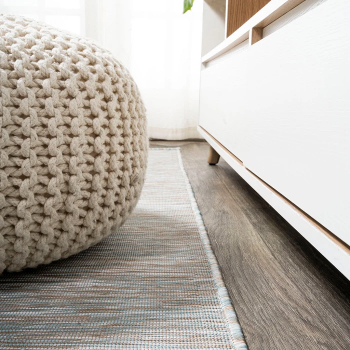 Ethan Modern Flatweave Solid Gray 6' Round Indoor/Outdoor Area Rug