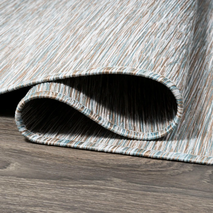 Ethan Modern Flatweave Solid Gray 6' Round Indoor/Outdoor Area Rug