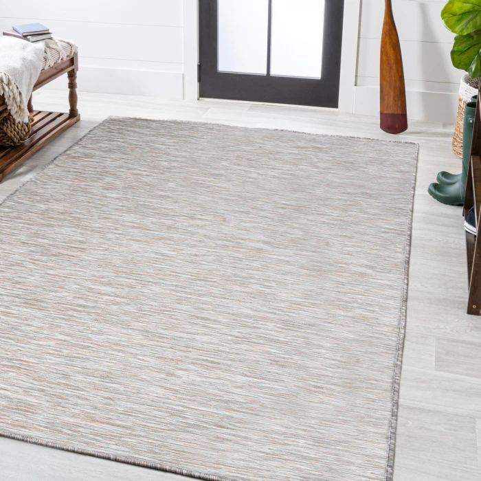 Ethan Modern Flatweave Solid Gray 8 ft. x 10 ft. Indoor/Outdoor Area Rug