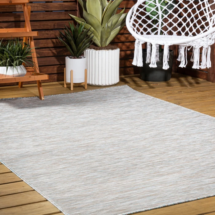 Ethan Modern Flatweave Solid Gray 8 ft. x 10 ft. Indoor/Outdoor Area Rug