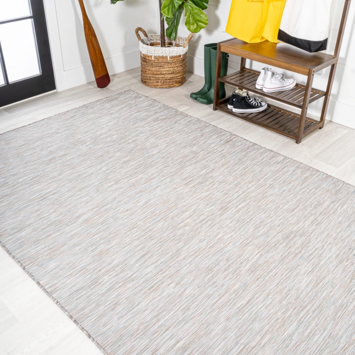 Ethan Modern Flatweave Solid Gray 8 ft. x 10 ft. Indoor/Outdoor Area Rug